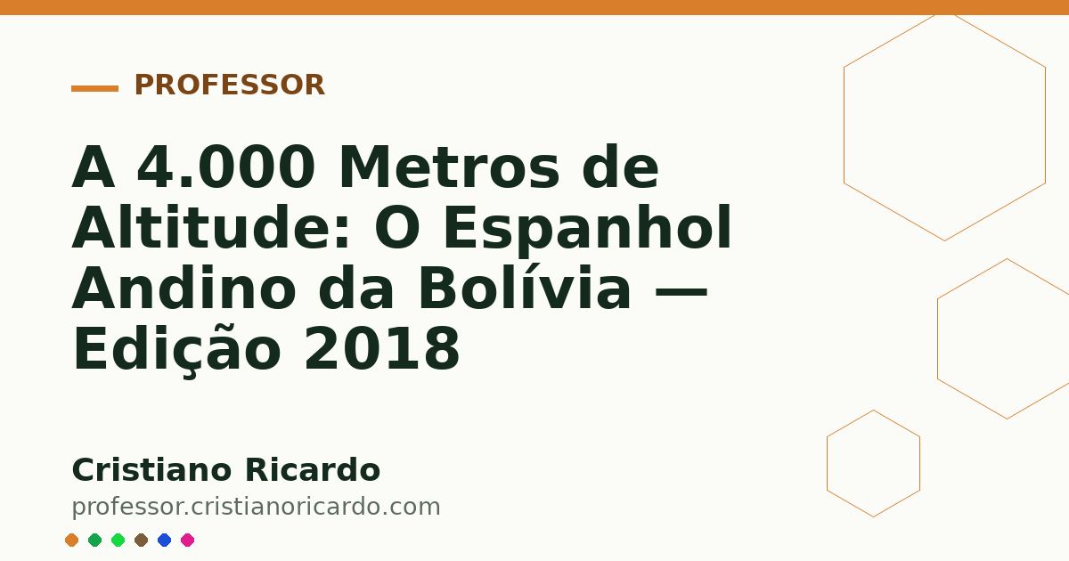 Card OG automático: A 4.000 Metros de Altitude: O Espanhol Andino da Bolívia — Edição 2018