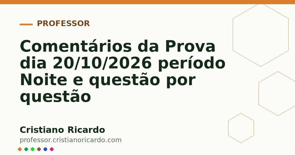 Card OG automático: Comentários da Prova dia 20/10/2026 período Noite e questão por questão