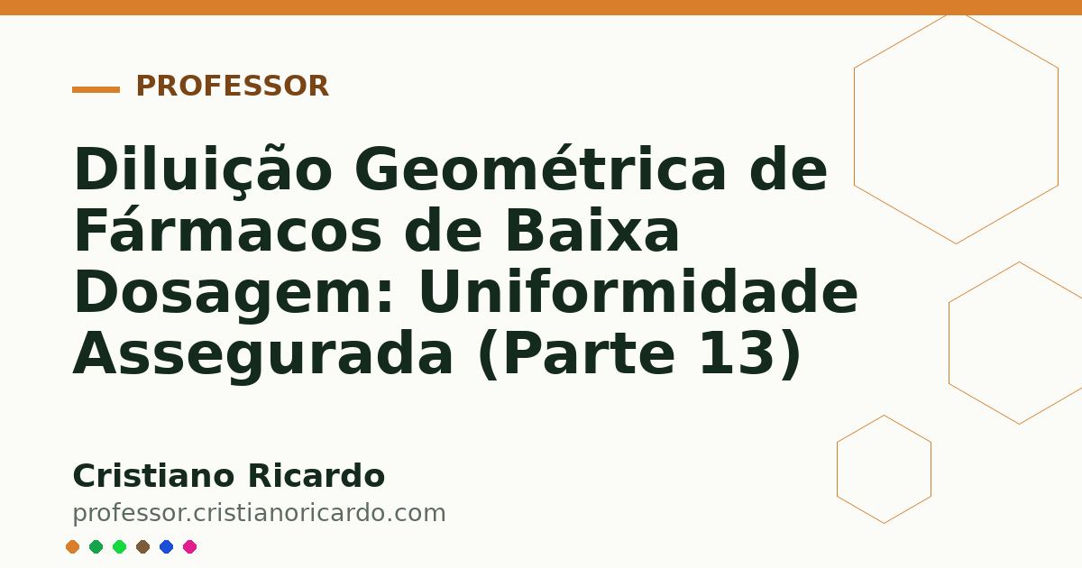 Card OG automático: Diluição Geométrica de Fármacos de Baixa Dosagem: Uniformidade Assegurada (Parte 13)