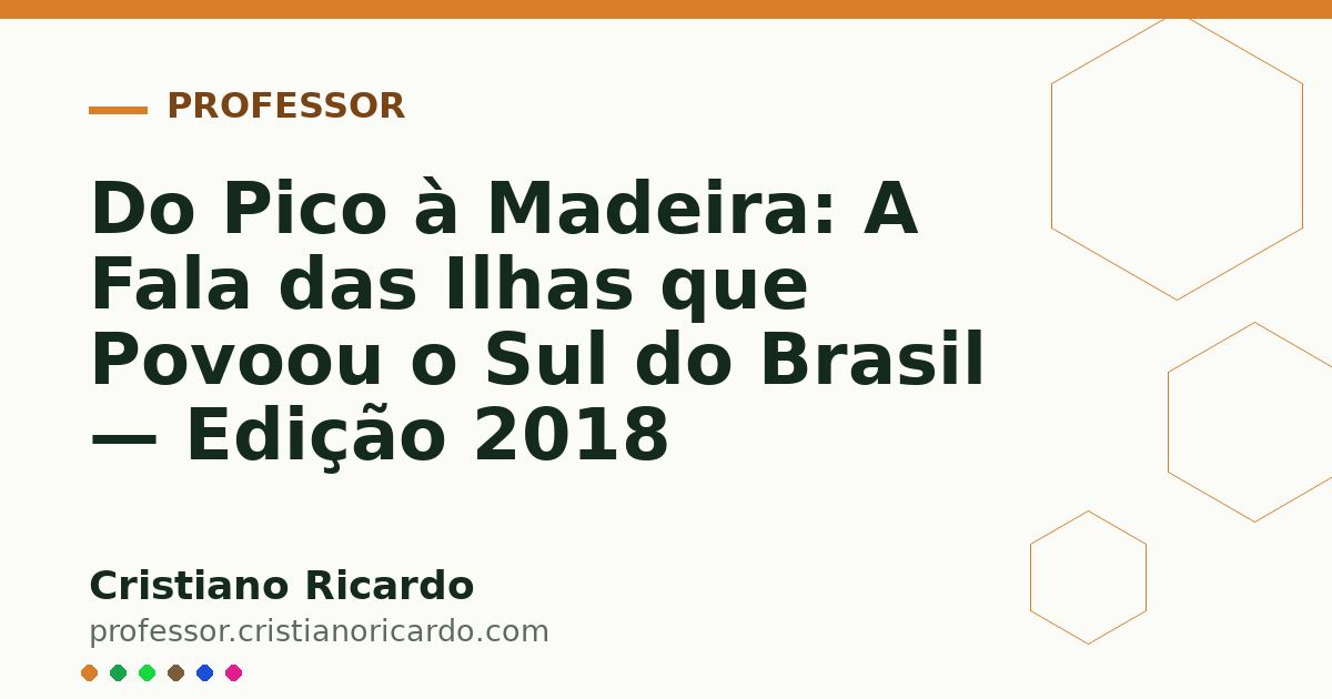 Card OG automático: Do Pico à Madeira: A Fala das Ilhas que Povoou o Sul do Brasil — Edição 2018