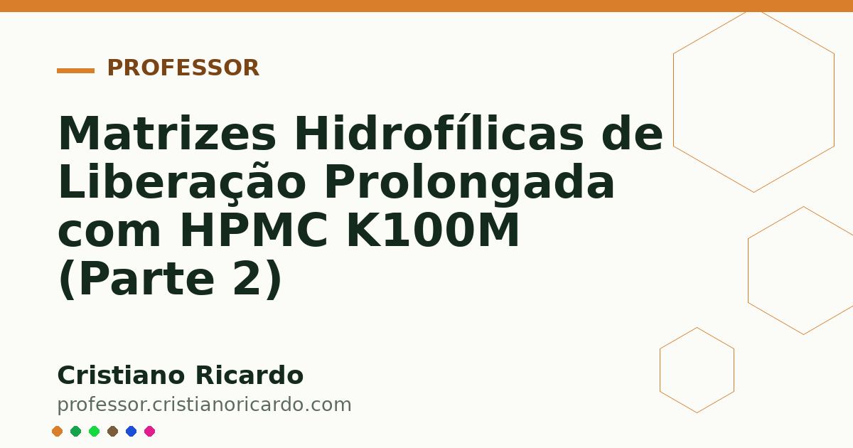 Card OG automático: Matrizes Hidrofílicas de Liberação Prolongada com HPMC K100M (Parte 2)