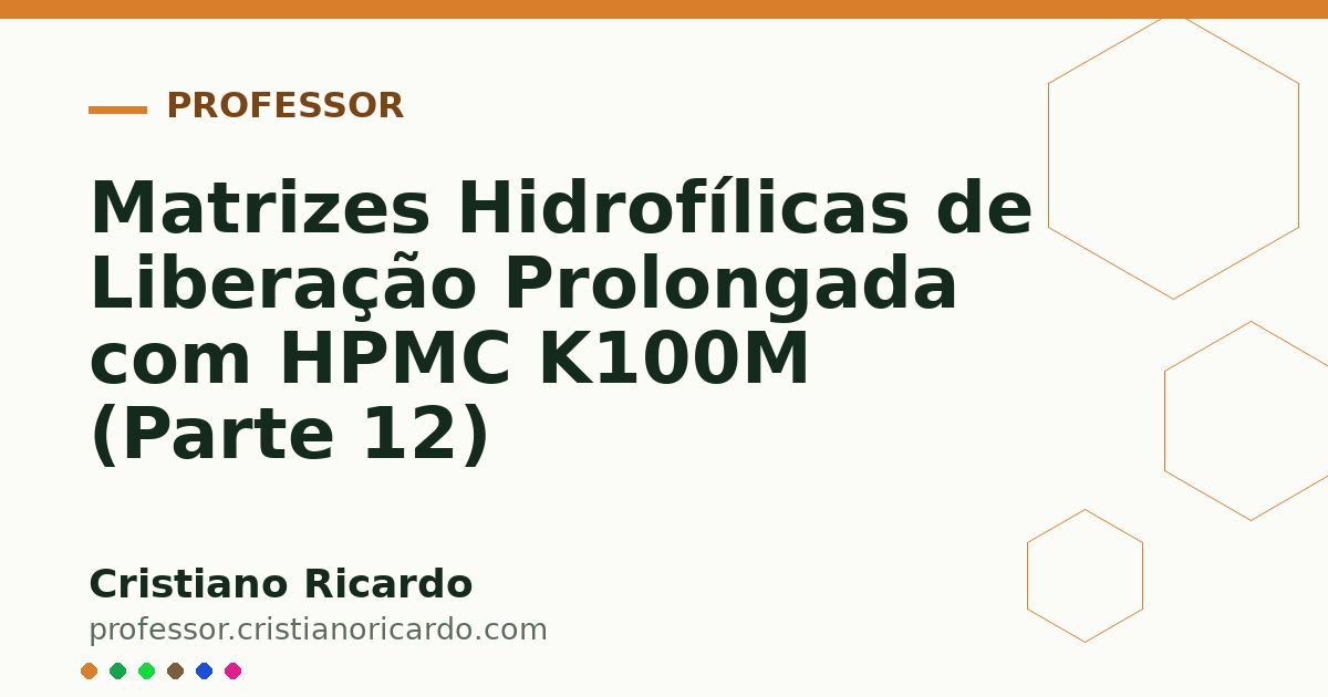 Card OG automático: Matrizes Hidrofílicas de Liberação Prolongada com HPMC K100M (Parte 12)