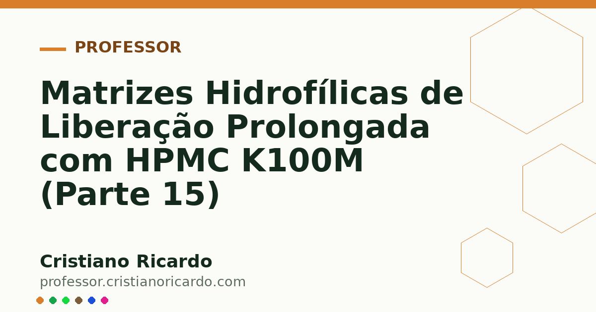 Card OG automático: Matrizes Hidrofílicas de Liberação Prolongada com HPMC K100M (Parte 15)