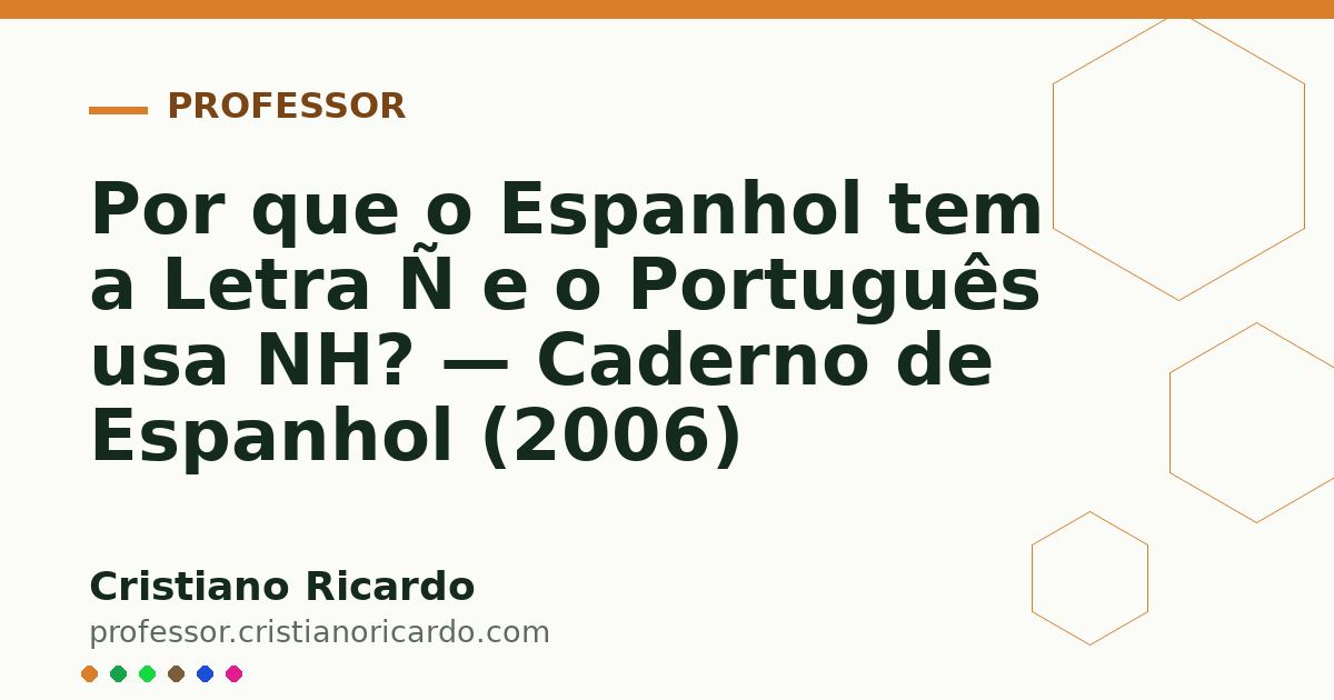 Card OG automático: Por que o Espanhol tem a Letra Ñ e o Português usa NH? — Caderno de Espanhol (2006)