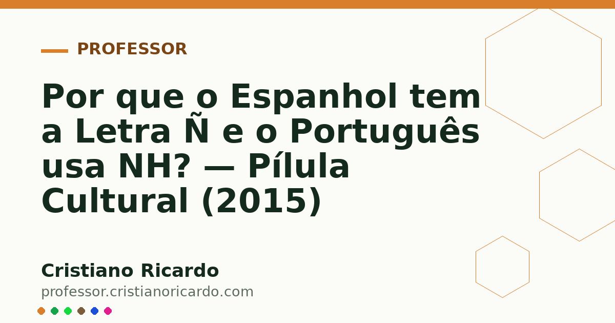 Card OG automático: Por que o Espanhol tem a Letra Ñ e o Português usa NH? — Pílula Cultural (2015)