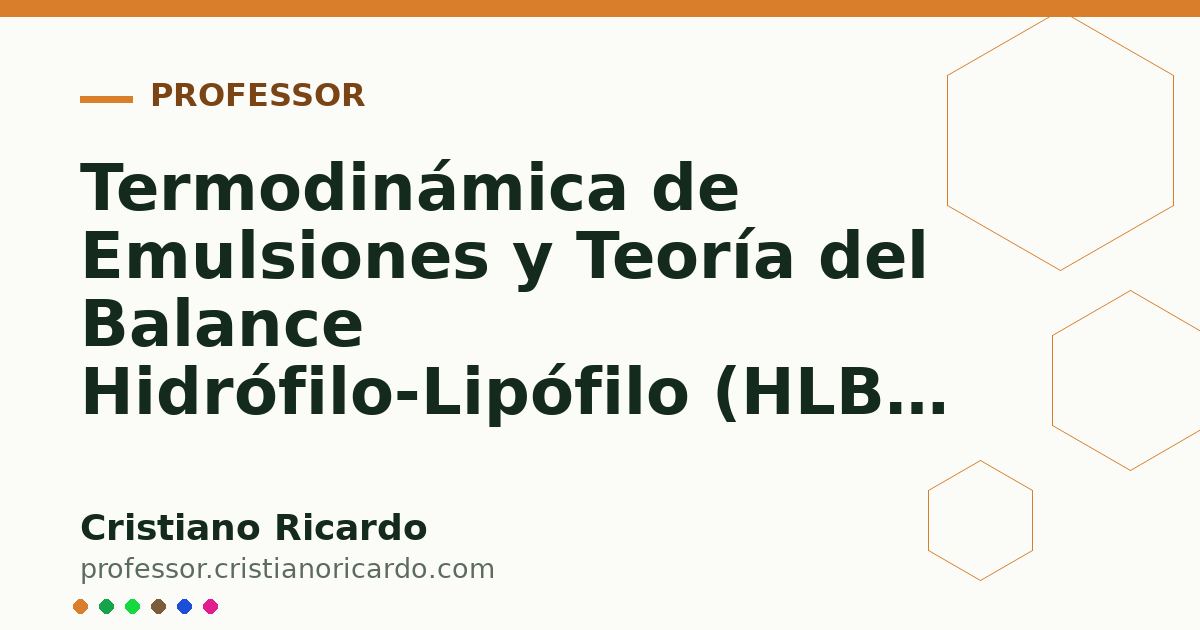 Card OG automático: Termodinámica de Emulsiones y Teoría del Balance Hidrófilo-Lipófilo (HLB) (Tratado de Farmacotecnia 2009)